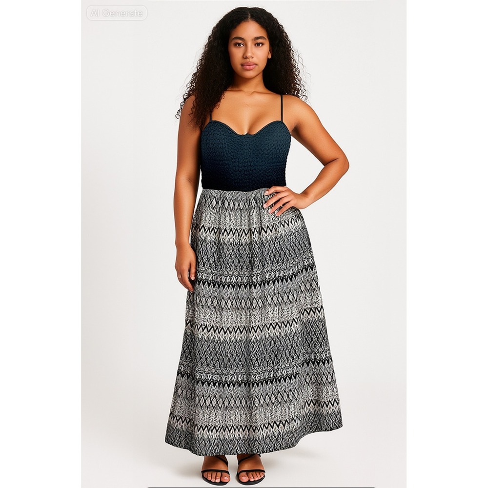 Trixxi Open Back Maxi Dress Crochet‎ Embroidered Boho Empire Waist Sleeveless XL